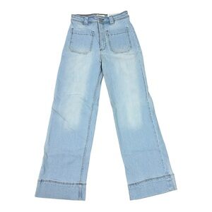 H&M Wide High Waist Light Wash Denim Flare Leg Jeans